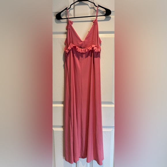 pink zara midi dress with ruffles and adjustable straps size m valentine's day - Picture 4 of 8